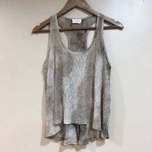 Crystal K Mesh Racerback High Low Tank Top Womens S Brown Minimalist Grunge Goth